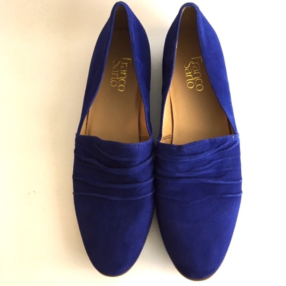 NWOT Franco Sarto Suede Leather Blue, Flat Loafers